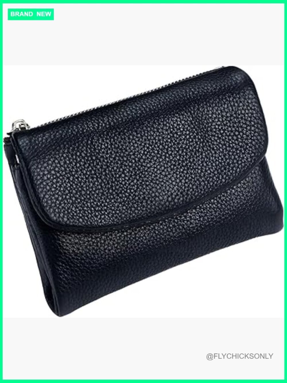 Slim RFID Clutch Wallet with Coin Pocket, Pebble Leather Card Holder